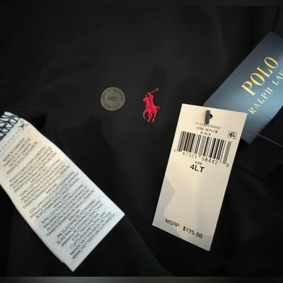 POLO RALPH LAUREN 100% Cotton Interlock Knit Track Jacket - sz 4XLT Black - Picture 10 of 16